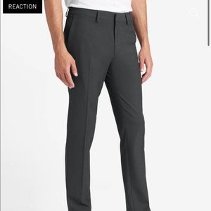 KENNETH COLE Stretch Solid Skinny Fit Flex Waistband Flat Front Dress Pant-Grey